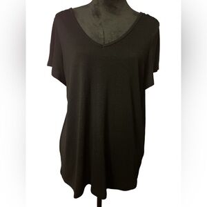 Torrid Black V-Neck Tee Mesh Back Detail Size 00 (Plus 12)